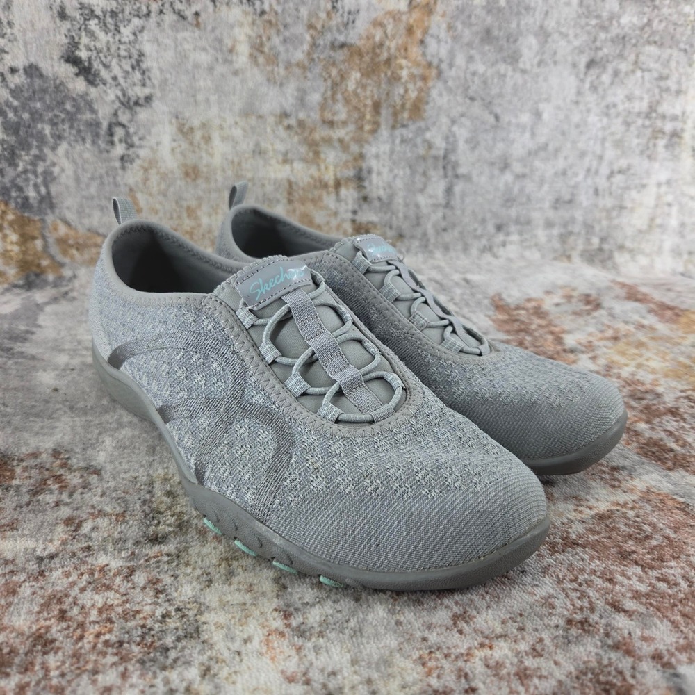 Skechers Relaxed Fit Breathe Easy Fortune Knit Slip On Sneakers Womens 7.5 Gray